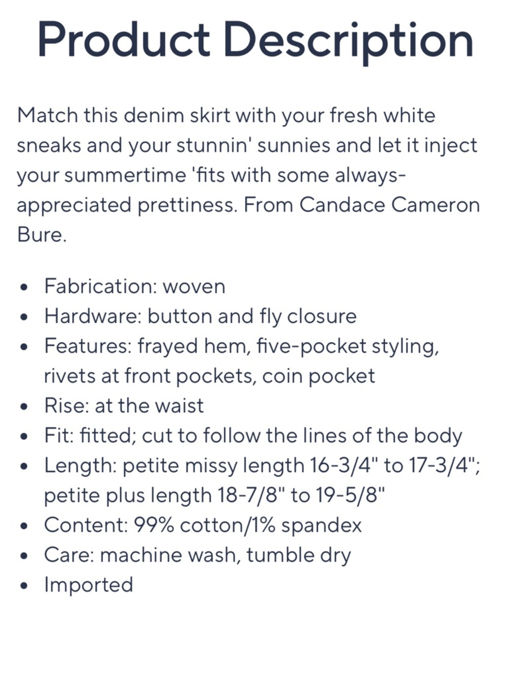 🐷 Candace Cameron Bure Petite Denim Skirt With Frayed Hem QVC A488179 - Picture 11 of 12